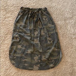Camo paper bag waist midi skirt